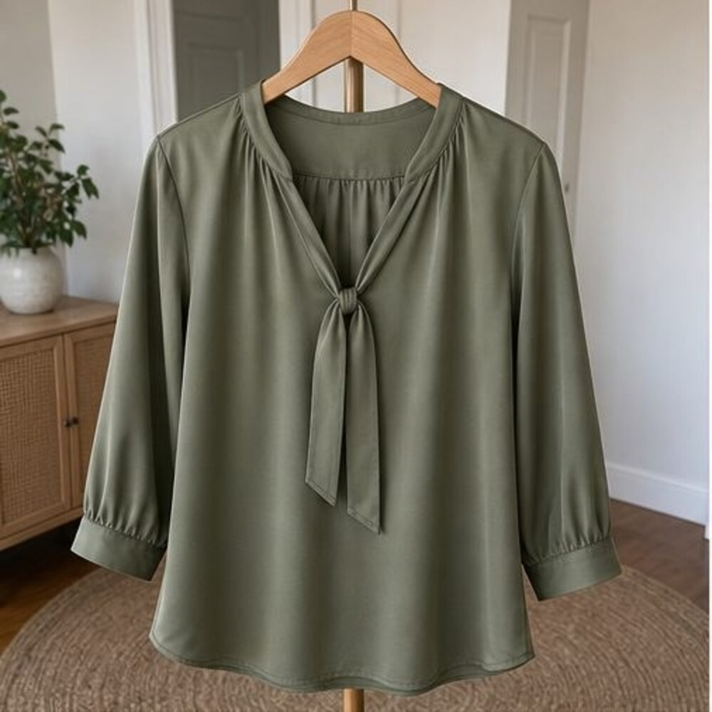 Olive V Neck Top